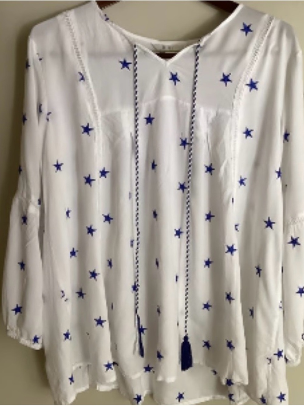 Kaktus White Tunic with Blue Star Embroidery